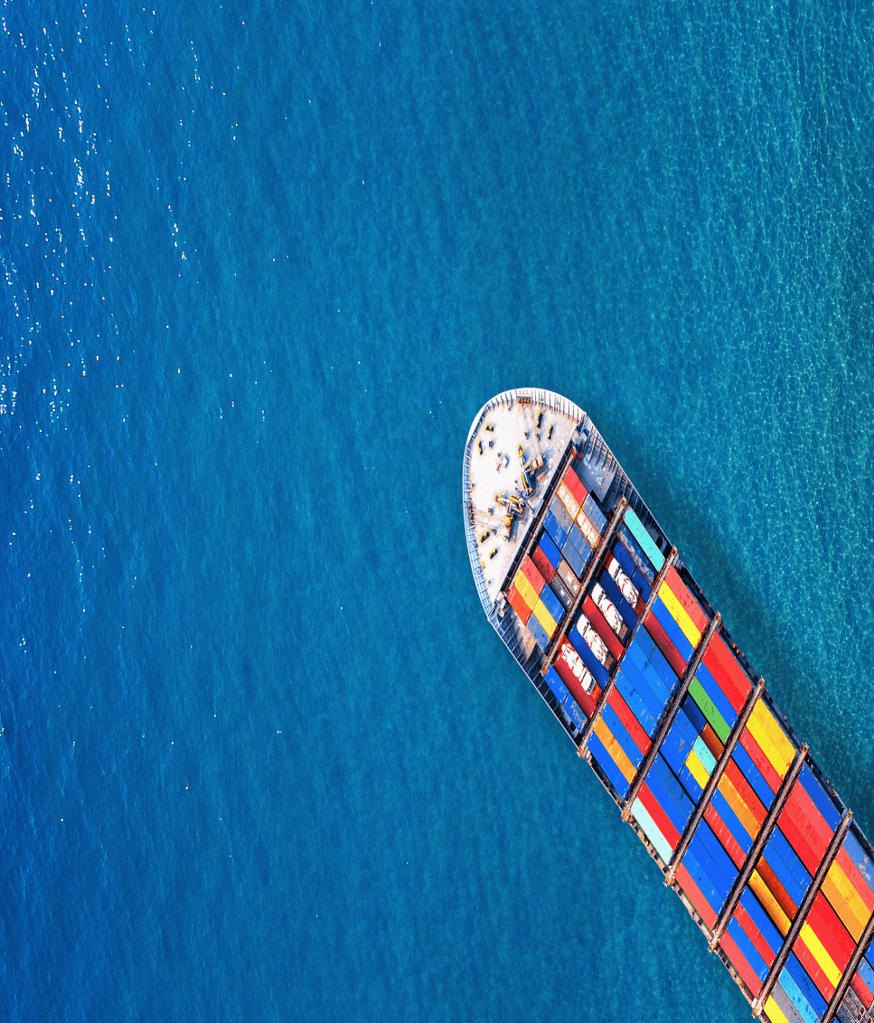 Cargo ship at sea