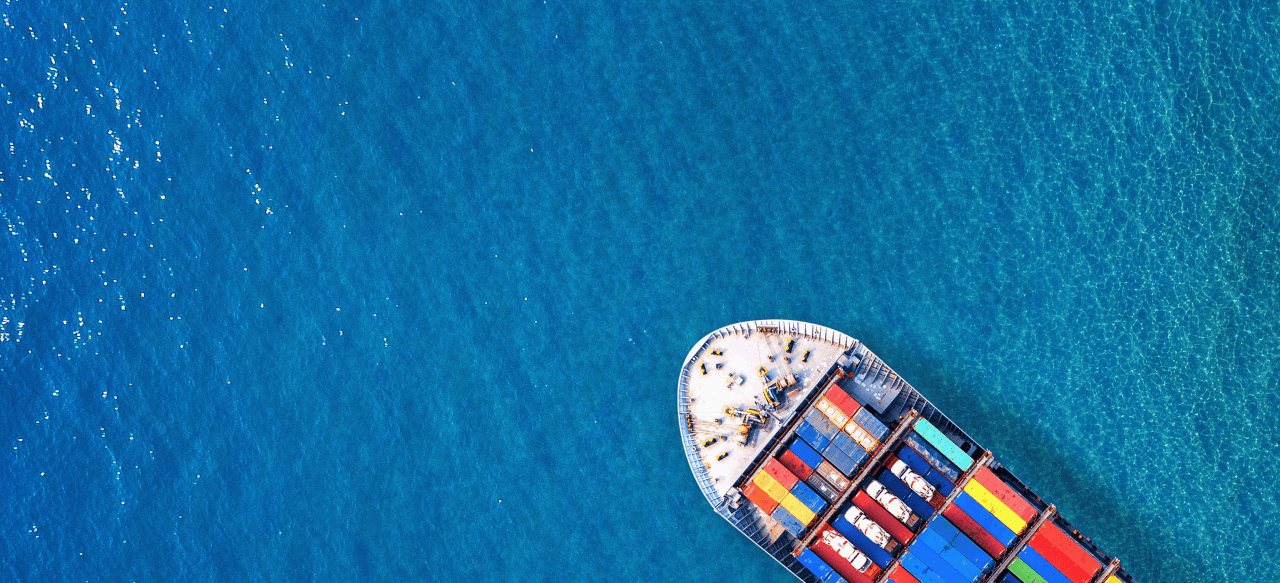 Cargo ship at sea
